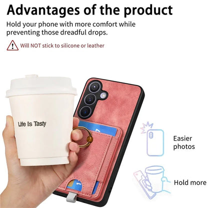D7 For Samsung Galaxy S24 Kickstand Case Detachable Magnetic Card Holder Phone Cover
