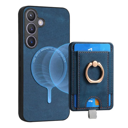 D7 For Samsung Galaxy S24 Kickstand Case Detachable Magnetic Card Holder Phone Cover
