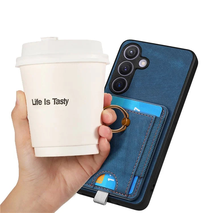 D7 For Samsung Galaxy S24 Kickstand Case Detachable Magnetic Card Holder Phone Cover