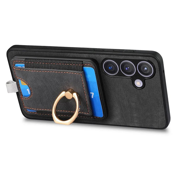 D7 For Samsung Galaxy S24 Kickstand Case Detachable Magnetic Card Holder Phone Cover
