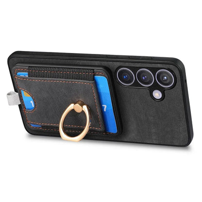 D7 For Samsung Galaxy S24 Kickstand Case Detachable Magnetic Card Holder Phone Cover