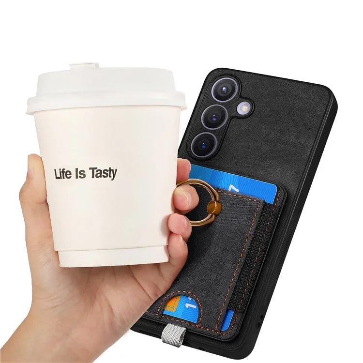 D7 For Samsung Galaxy S24 Kickstand Case Detachable Magnetic Card Holder Phone Cover