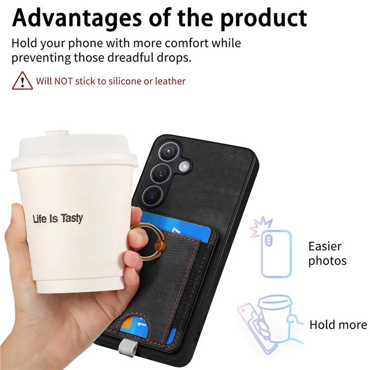 D7 For Samsung Galaxy S24 Kickstand Case Detachable Magnetic Card Holder Phone Cover