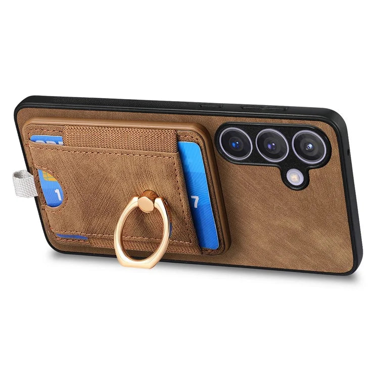 D7 For Samsung Galaxy S24 Kickstand Case Detachable Magnetic Card Holder Phone Cover