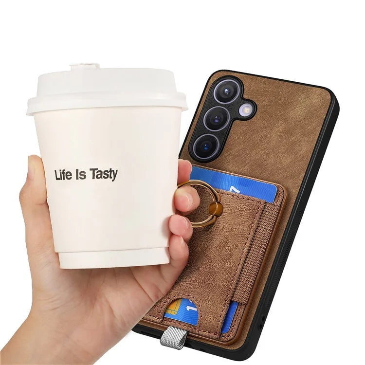 D7 For Samsung Galaxy S24 Kickstand Case Detachable Magnetic Card Holder Phone Cover
