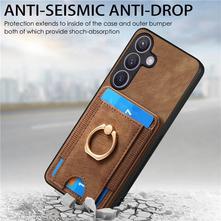 D7 For Samsung Galaxy S24 Kickstand Case Detachable Magnetic Card Holder Phone Cover