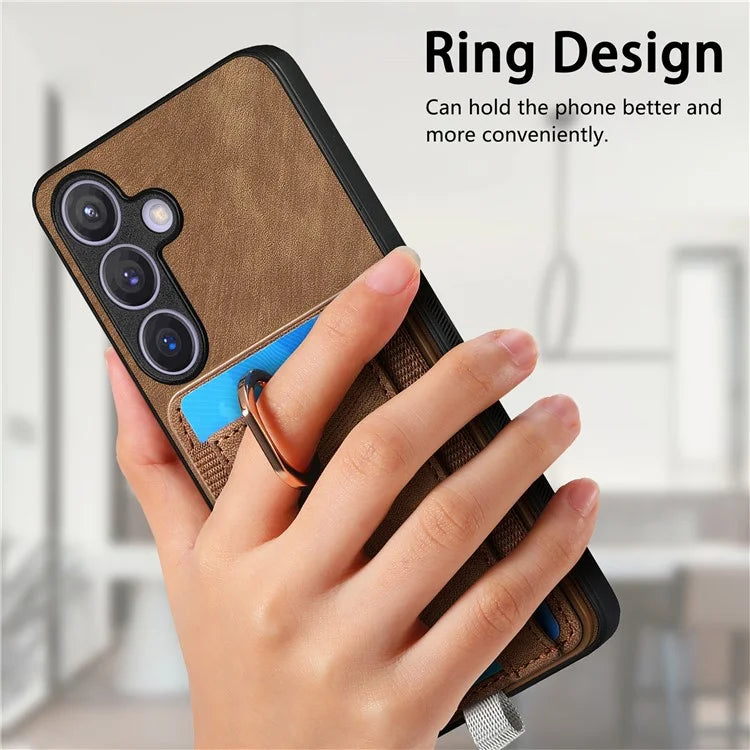 D7 For Samsung Galaxy S24 Kickstand Case Detachable Magnetic Card Holder Phone Cover