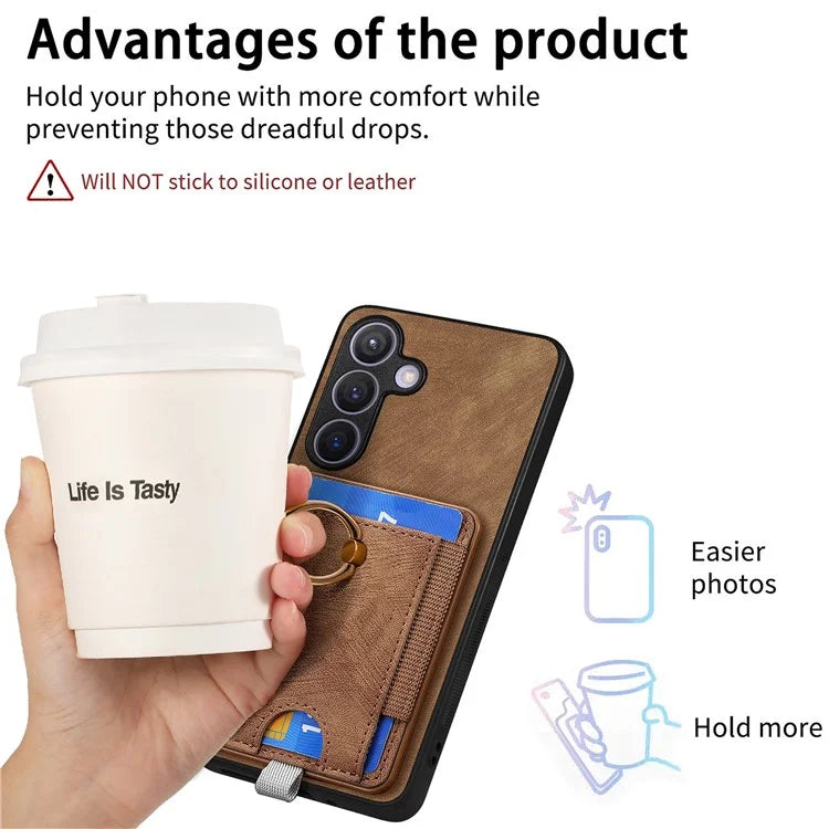 D7 For Samsung Galaxy S24 Kickstand Case Detachable Magnetic Card Holder Phone Cover