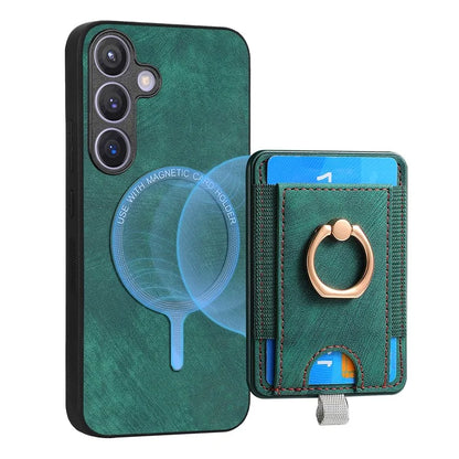 D7 For Samsung Galaxy S24 Kickstand Case Detachable Magnetic Card Holder Phone Cover