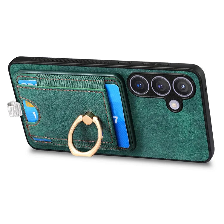 D7 For Samsung Galaxy S24 Kickstand Case Detachable Magnetic Card Holder Phone Cover
