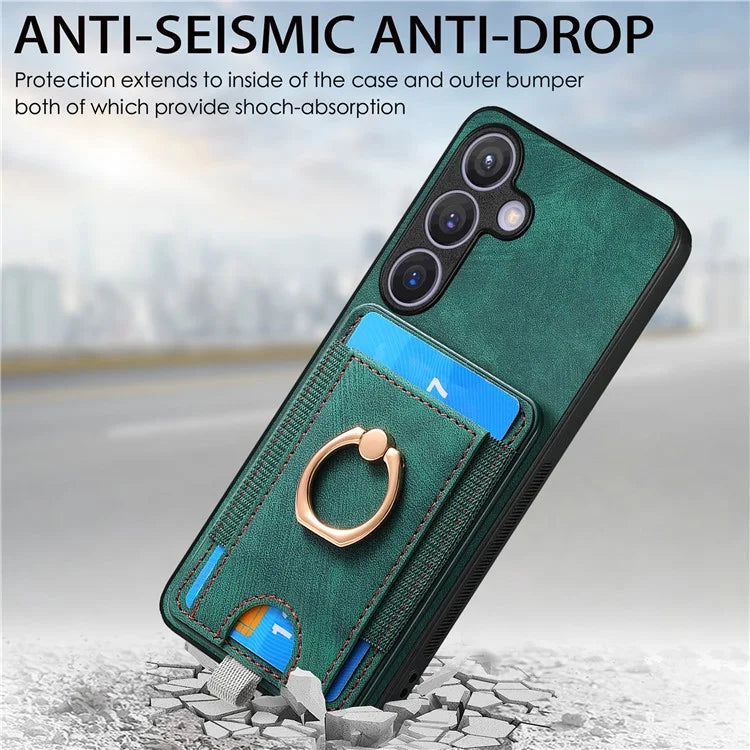 D7 For Samsung Galaxy S24 Kickstand Case Detachable Magnetic Card Holder Phone Cover