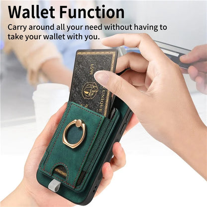 D7 For Samsung Galaxy S24 Kickstand Case Detachable Magnetic Card Holder Phone Cover