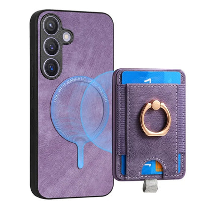 D7 For Samsung Galaxy S24 Kickstand Case Detachable Magnetic Card Holder Phone Cover