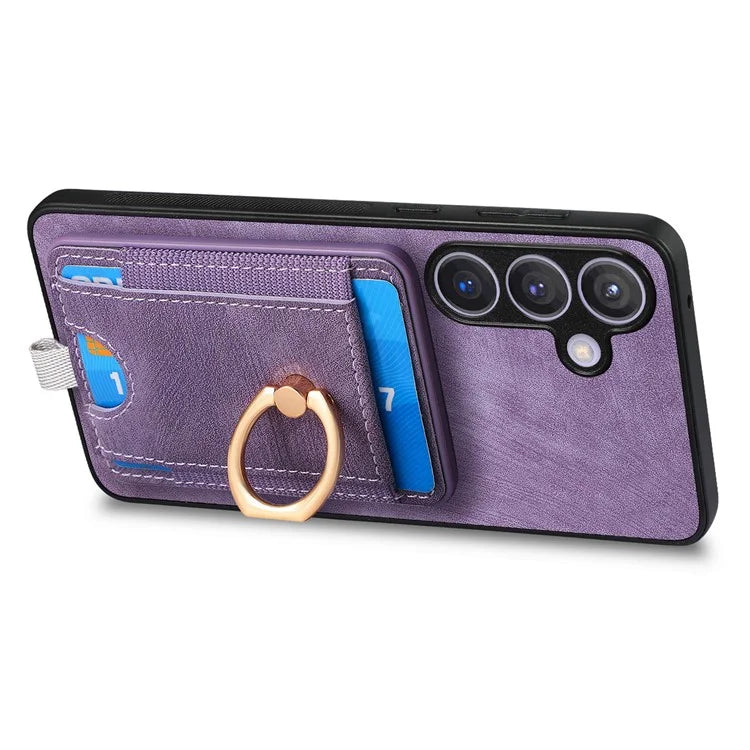 D7 For Samsung Galaxy S24 Kickstand Case Detachable Magnetic Card Holder Phone Cover