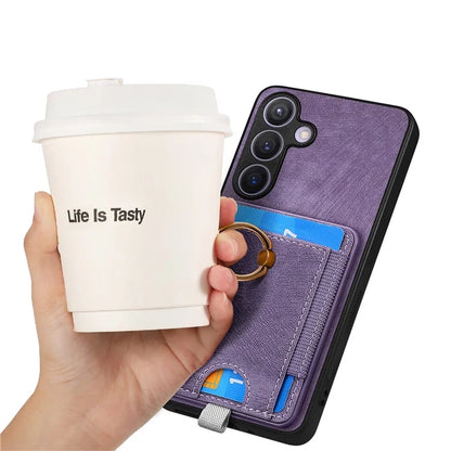 D7 For Samsung Galaxy S24 Kickstand Case Detachable Magnetic Card Holder Phone Cover