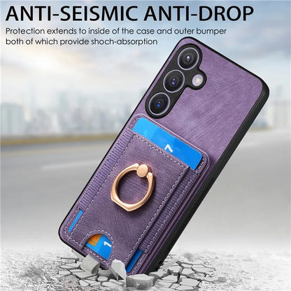 D7 For Samsung Galaxy S24 Kickstand Case Detachable Magnetic Card Holder Phone Cover