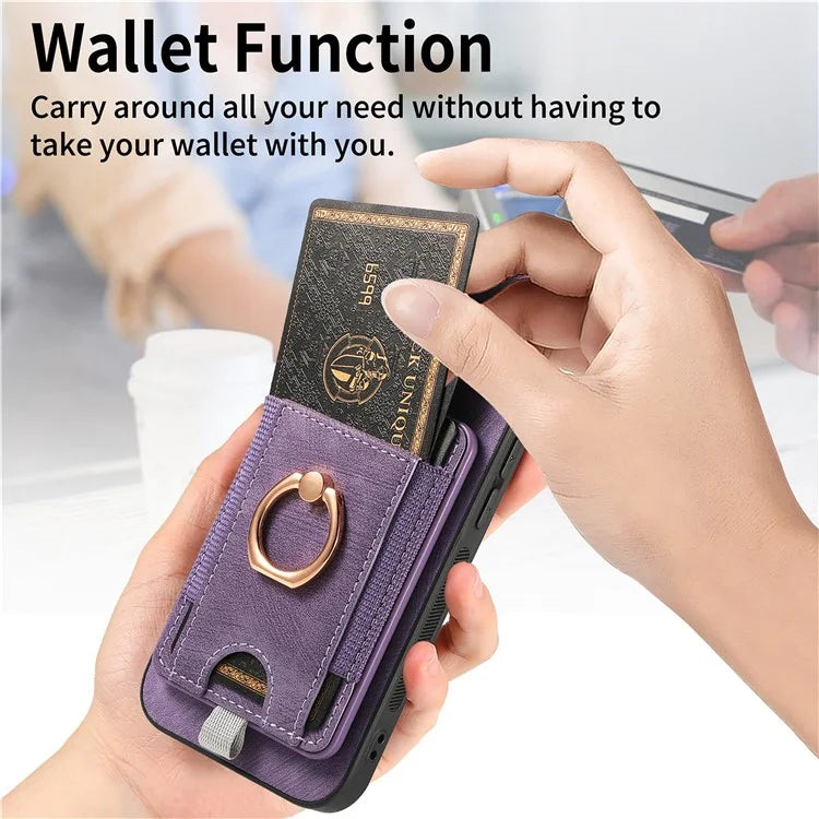 D7 For Samsung Galaxy S24 Kickstand Case Detachable Magnetic Card Holder Phone Cover