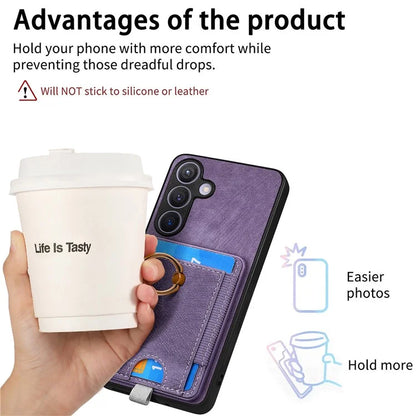 D7 For Samsung Galaxy S24 Kickstand Case Detachable Magnetic Card Holder Phone Cover