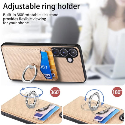 C1-8 For Samsung Galaxy S24+ Case Ring Kickstand Card Holder Phone Cover