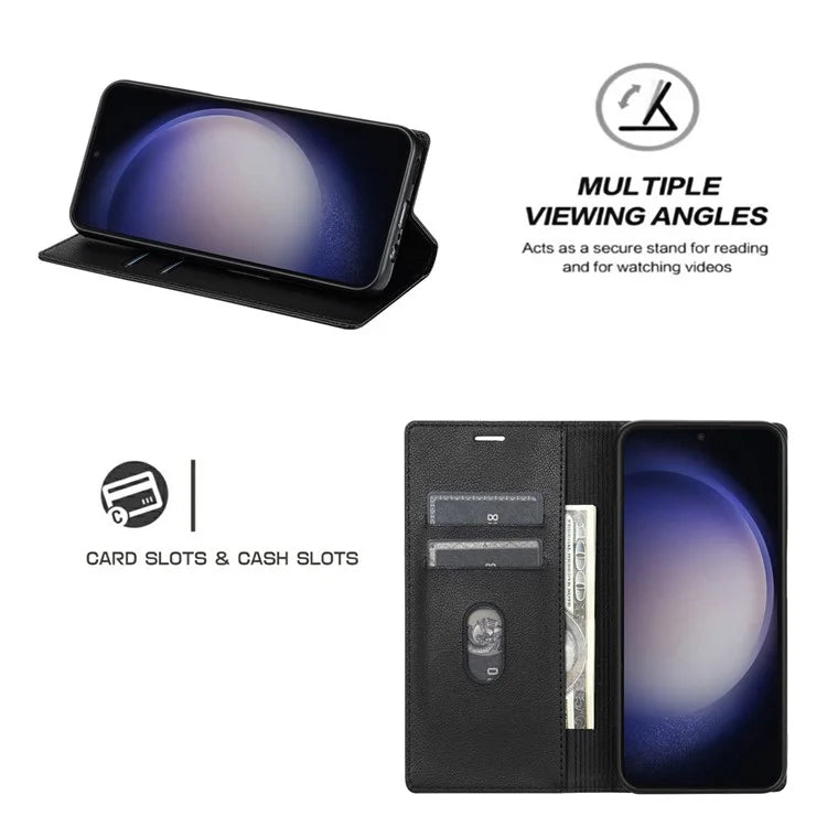 BKS-001 For Samsung Galaxy A15 5G Leather Case Magnetic Auto-absorbed Phone Cover