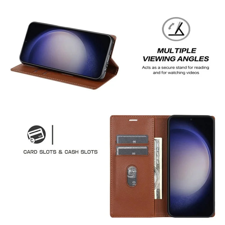 BKS-001 For Samsung Galaxy A15 5G Leather Case Magnetic Auto-absorbed Phone Cover