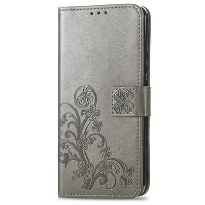 For Samsung Galaxy S24 Case Four-leaf Clover Pattern Leather Phone Cover Wallet