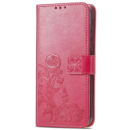 For Samsung Galaxy S24 Case Four-leaf Clover Pattern Leather Phone Cover Wallet