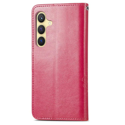For Samsung Galaxy S24 Case Four-leaf Clover Pattern Leather Phone Cover Wallet