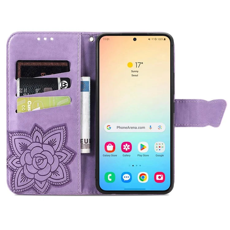 For Samsung Galaxy S24 Case Butterfly Pattern Leather Wallet Cover