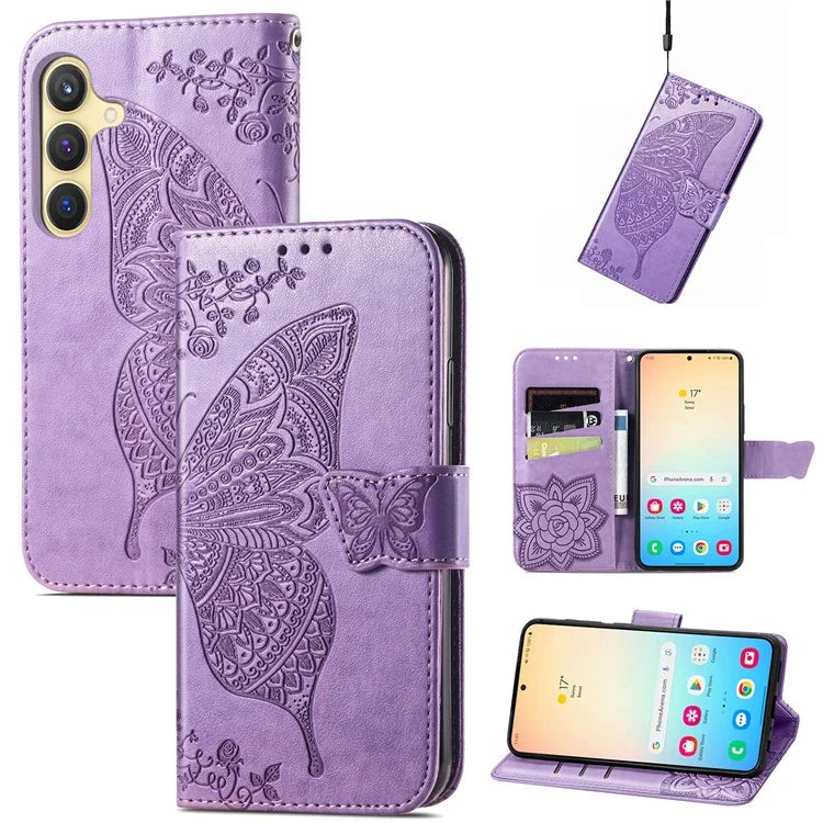 For Samsung Galaxy S24 Case Butterfly Pattern Leather Wallet Cover