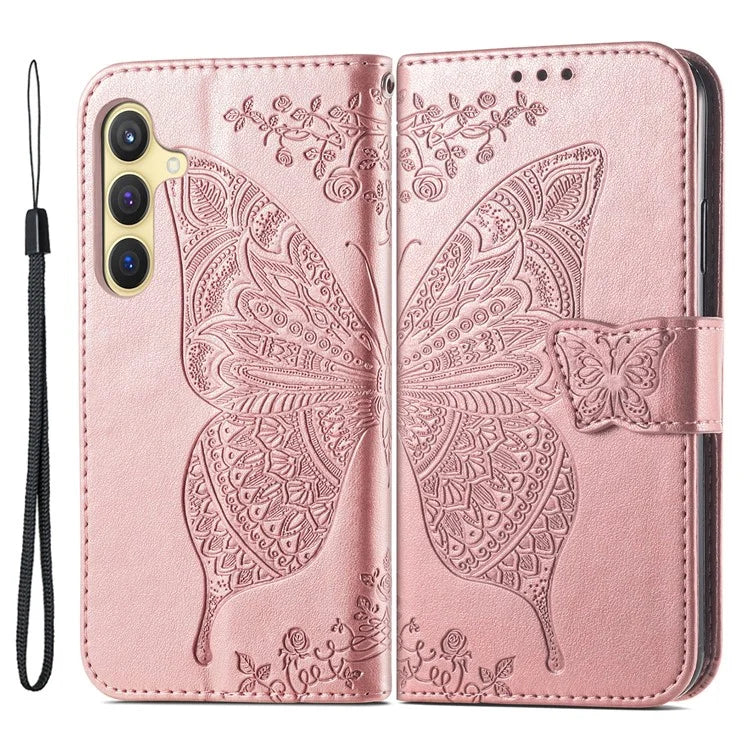 For Samsung Galaxy S24 Case Butterfly Pattern Leather Wallet Cover