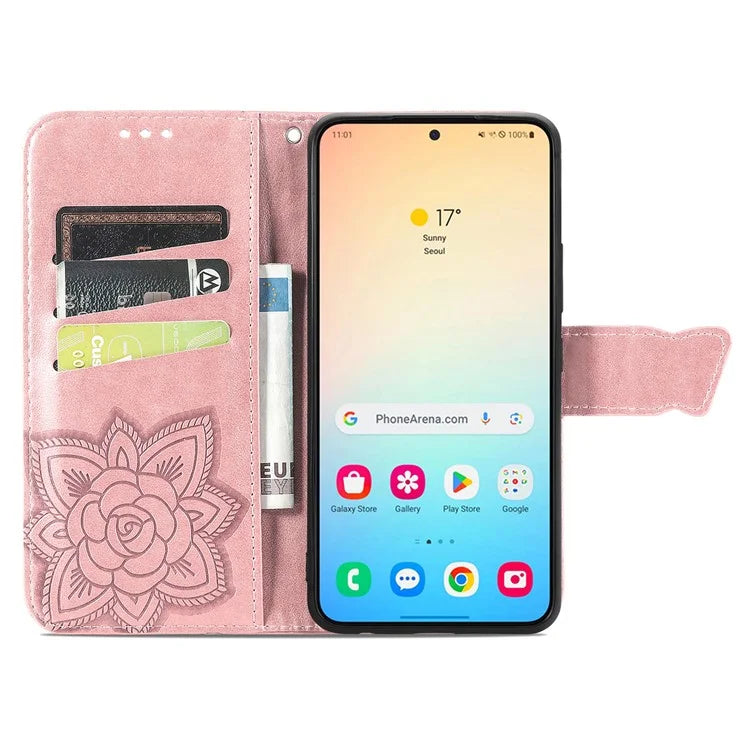 For Samsung Galaxy S24 Case Butterfly Pattern Leather Wallet Cover
