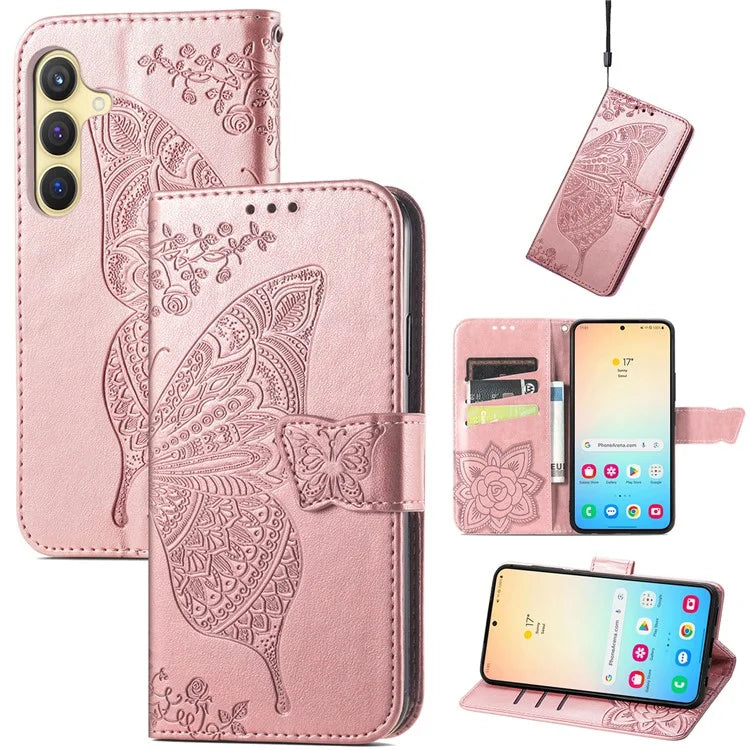 For Samsung Galaxy S24 Case Butterfly Pattern Leather Wallet Cover