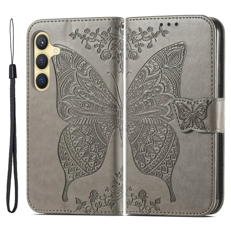 For Samsung Galaxy S24 Case Butterfly Pattern Leather Wallet Cover