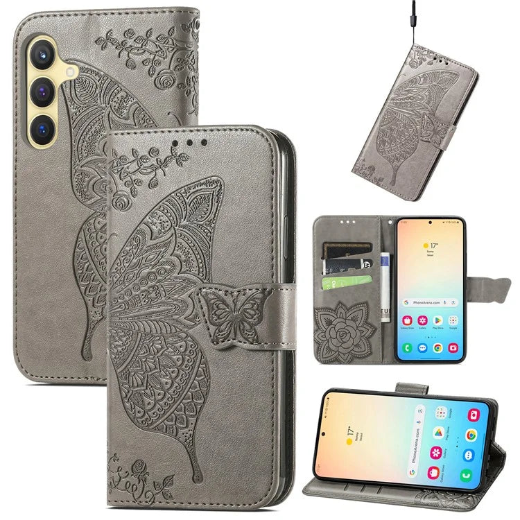 For Samsung Galaxy S24 Case Butterfly Pattern Leather Wallet Cover