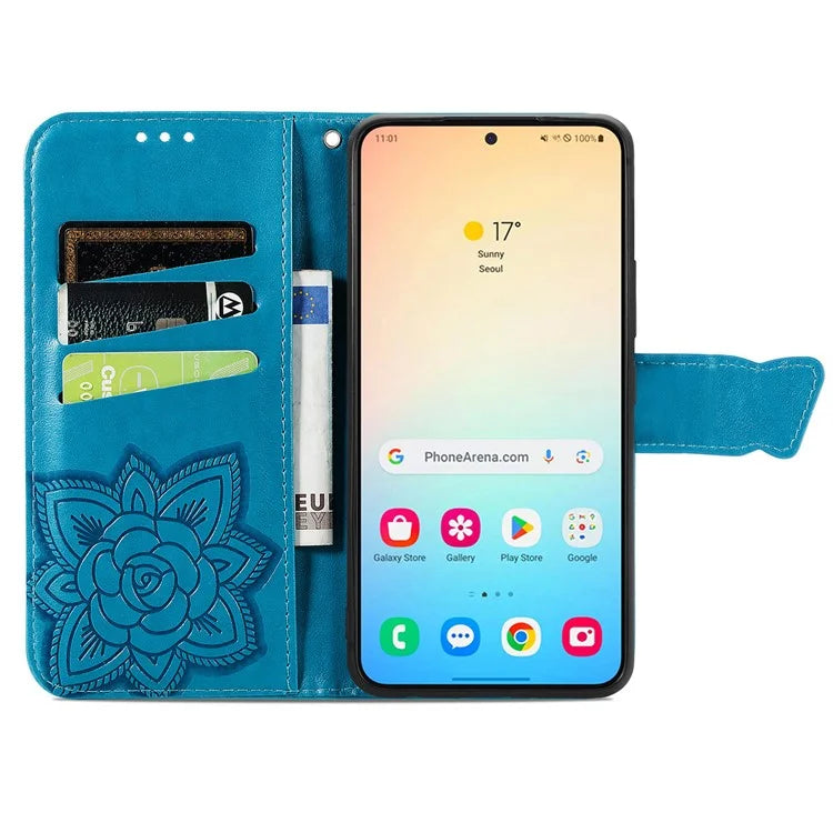 For Samsung Galaxy S24 Case Butterfly Pattern Leather Wallet Cover
