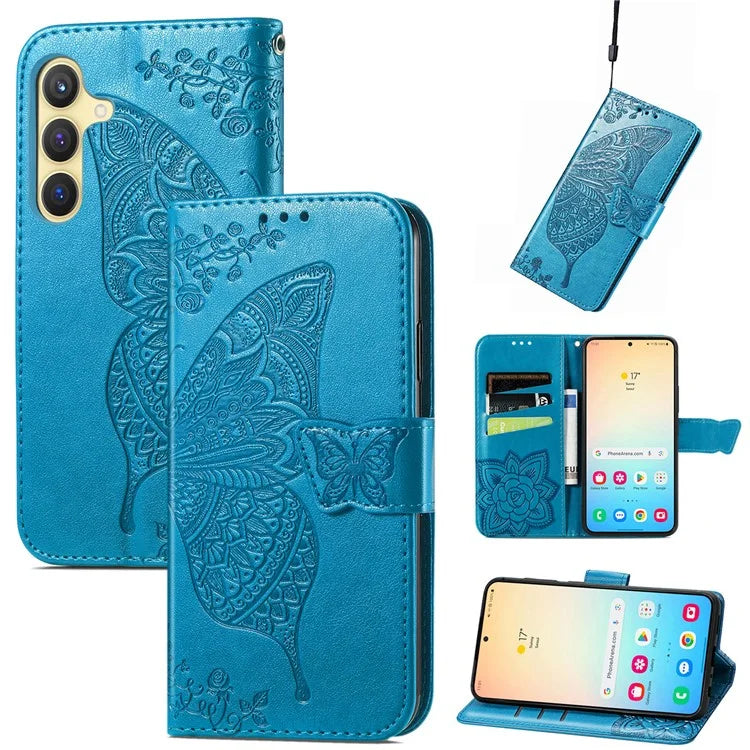 For Samsung Galaxy S24 Case Butterfly Pattern Leather Wallet Cover