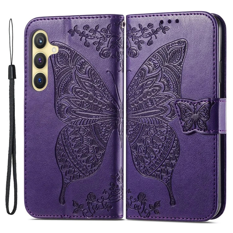 For Samsung Galaxy S24 Case Butterfly Pattern Leather Wallet Cover