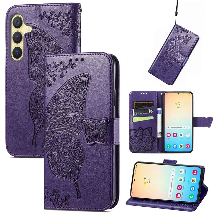 For Samsung Galaxy S24 Case Butterfly Pattern Leather Wallet Cover