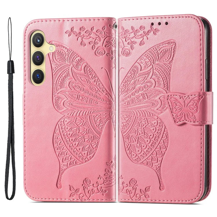 For Samsung Galaxy S24 Case Butterfly Pattern Leather Wallet Cover