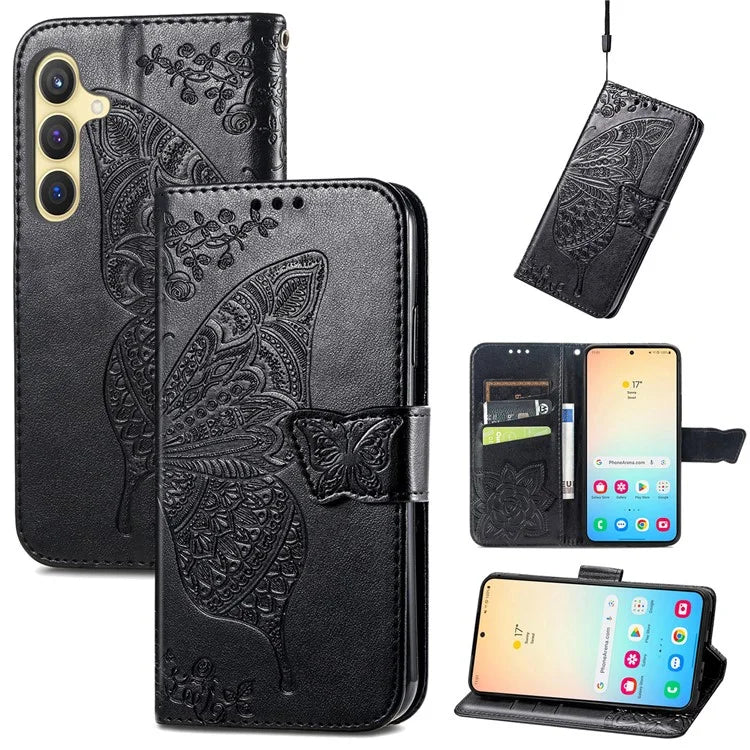 For Samsung Galaxy S24 Case Butterfly Pattern Leather Wallet Cover