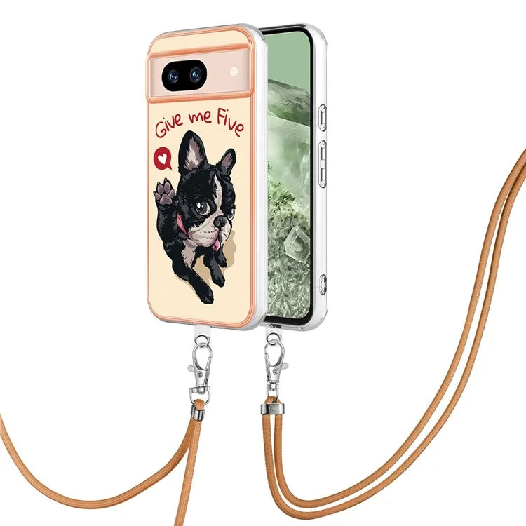 YB IMD Series-21 Style-D for Google Pixel 8a TPU Case Pattern Phone Cover with Lanyard