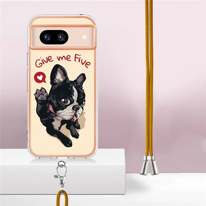 YB IMD Series-21 Style-D for Google Pixel 8a TPU Case Pattern Phone Cover with Lanyard