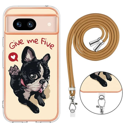 YB IMD Series-21 Style-D for Google Pixel 8a TPU Case Pattern Phone Cover with Lanyard