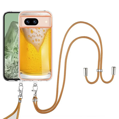 YB IMD Series-21 Style-D for Google Pixel 8a TPU Case Pattern Phone Cover with Lanyard