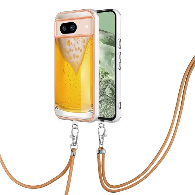 YB IMD Series-21 Style-D for Google Pixel 8a TPU Case Pattern Phone Cover with Lanyard