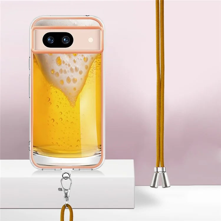 YB IMD Series-21 Style-D for Google Pixel 8a TPU Case Pattern Phone Cover with Lanyard
