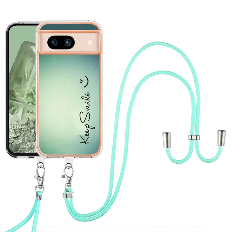 YB IMD Series-21 Style-D for Google Pixel 8a TPU Case Pattern Phone Cover with Lanyard