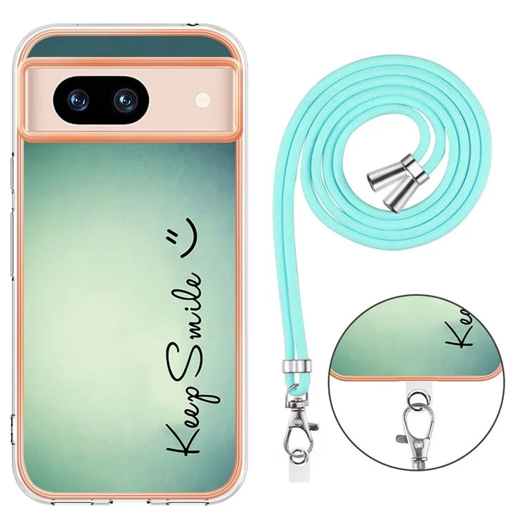 YB IMD Series-21 Style-D for Google Pixel 8a TPU Case Pattern Phone Cover with Lanyard