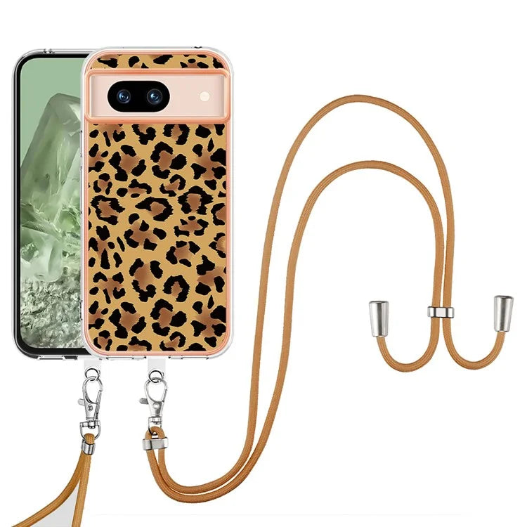 YB IMD Series-21 Style-D for Google Pixel 8a TPU Case Pattern Phone Cover with Lanyard